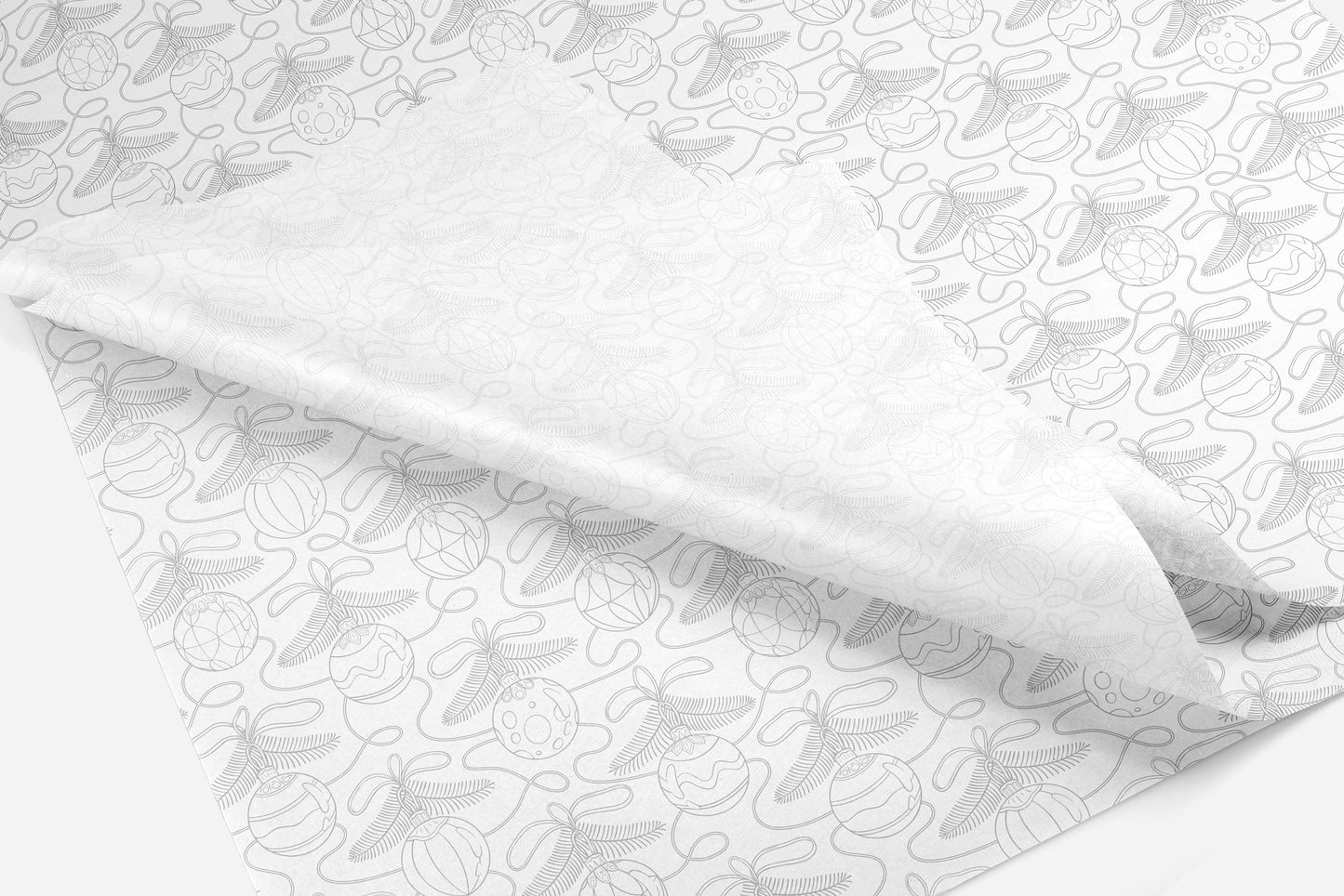 "Silver Christmas Ornaments" Tissue Paper