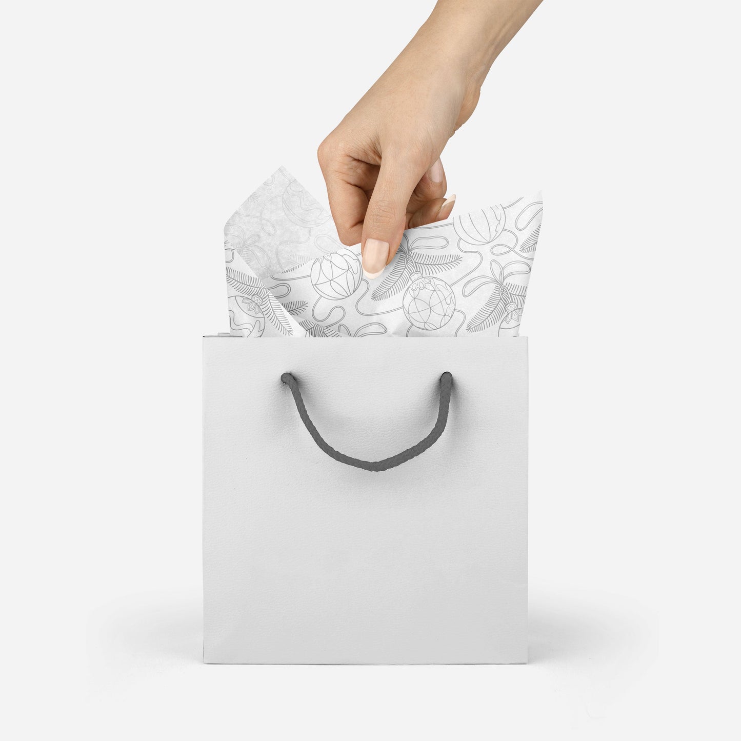 "Silver Christmas Ornaments" Tissue Paper