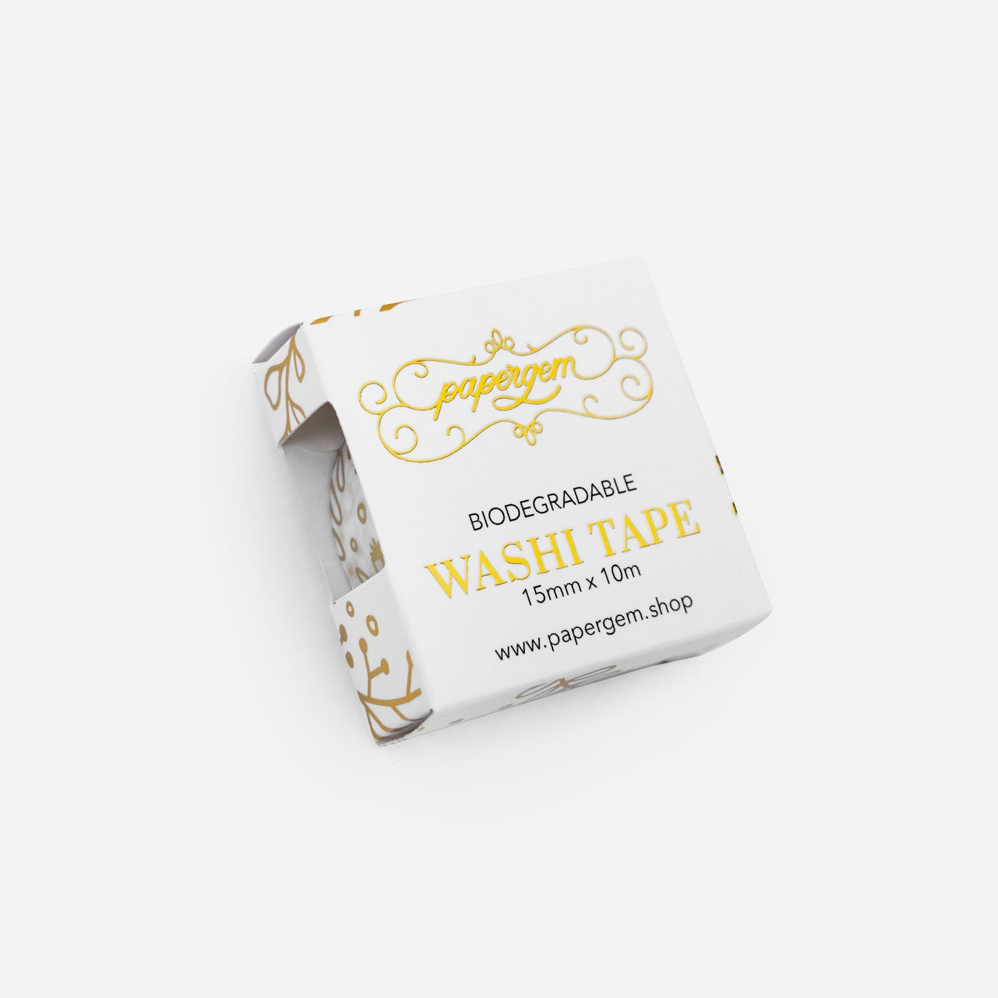 "Golden Winter Florals" Biodegradable Washi Tape