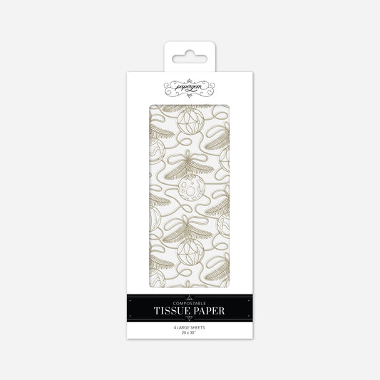 Golden Christmas Ornaments Tissue Paper
