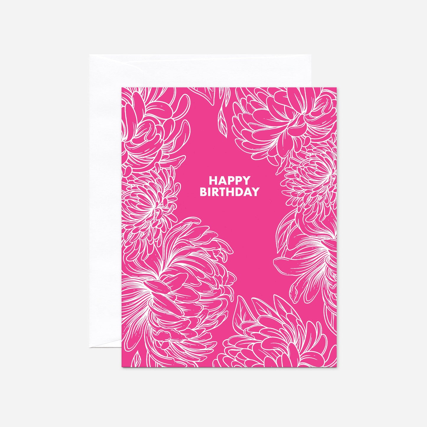 Set of 8 of "Pink Flowers" Birthday Greeting Cards