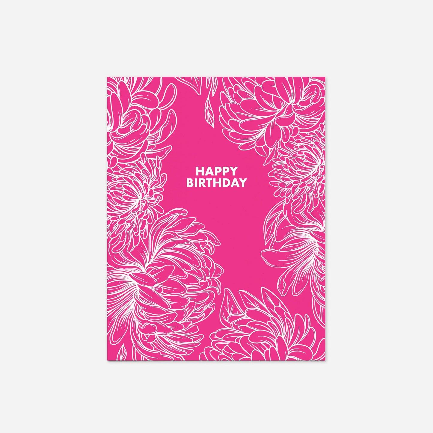 Set of 8 of "Pink Flowers" Birthday Greeting Cards