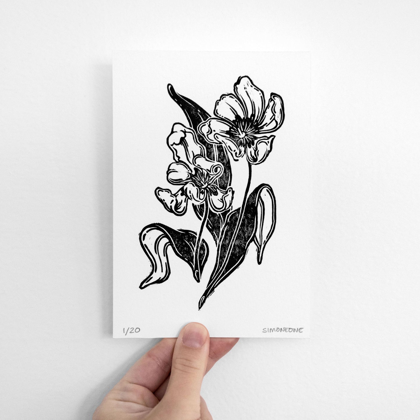 "Tulips" Gradient Linocut Print