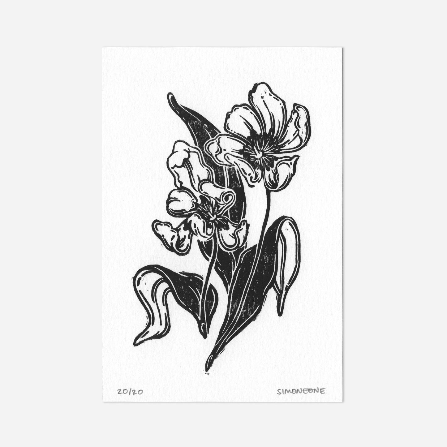 "Tulips" Gradient Linocut Print