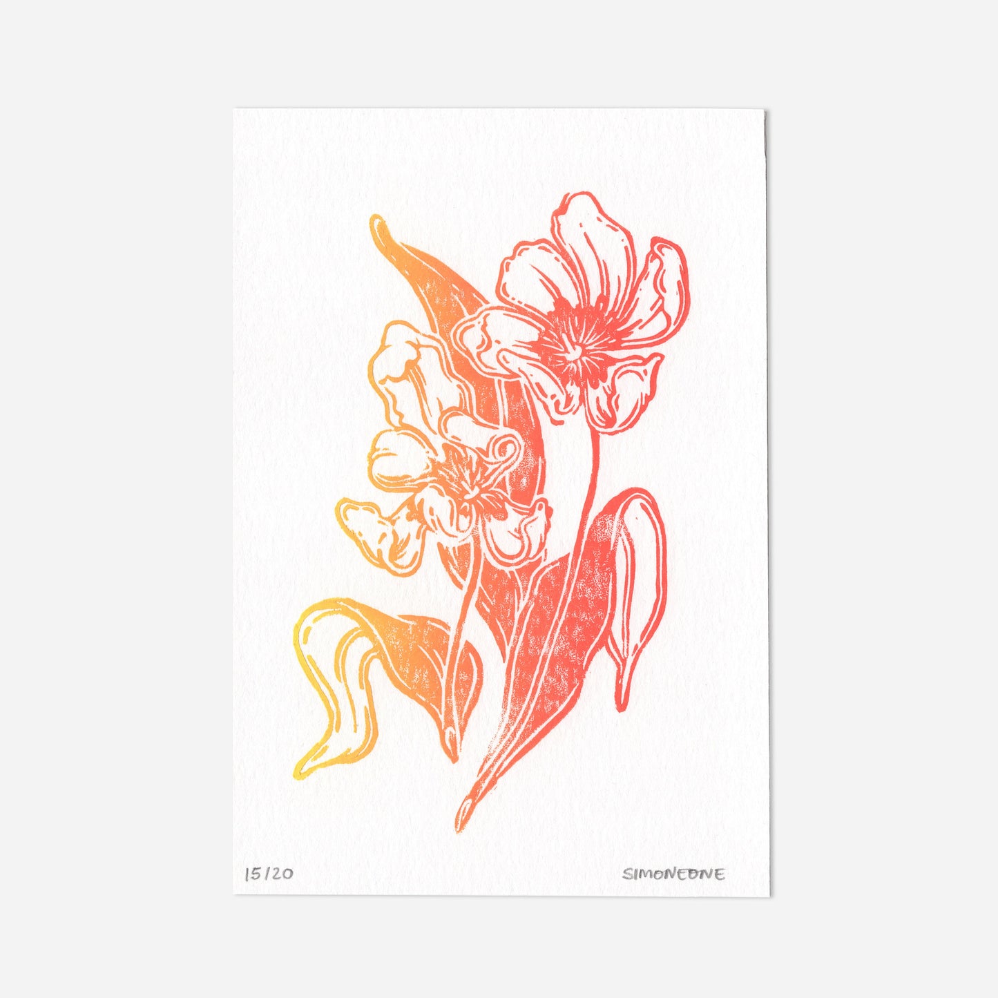 "Tulips" Gradient Linocut Print