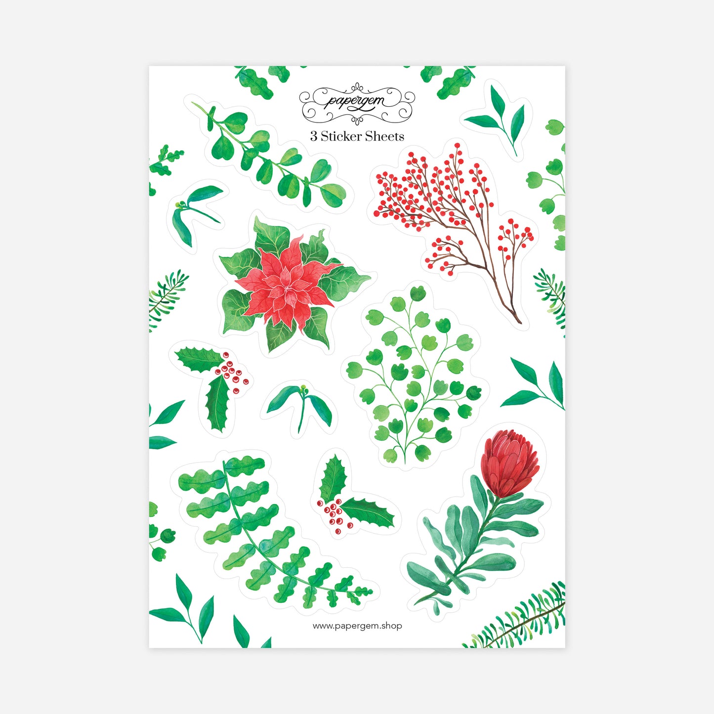 Winter Greenery Sticker Sheets